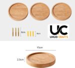 UHUD CRAFTS Decorative Set of 3 Small Round Wooden Wall Shelves - Space-Saving Solid Wood Floating Shelves | Wooden Wall Mounted Plant Shelves for Home Decor - Image 5
