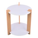 Modern Round Side Table, Home Decor for Living Room, Bed Side Tables for Bed Room, stools for Home, Furniture for Home, 2-Tier White Shelves, 30 x 30 x 40 cm - Image 6