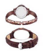 Shocknshop Leather Analogue Unisex Couple Combo Watch For Men & Women (Brown Dial & Colored Strap) -W246-236Br, Brown Band - Image 3