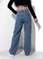 GRECIILOOKS Cargo Jeans for Women – Wide Leg High Waist Baggy Denim Pants | Casual Straight Fit Trousers with Utility Pocket Design - Image 3