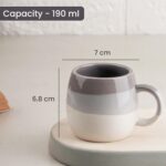 The Earth Store Tritone Grey Ovule Shape Cup Set of 6 for Tea, Microwave and Dishwasher Safe, Perfect for Every Occasion Capacity - 190 ml Each - Image 2