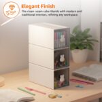 Amazon Basics Compact Desk Storage Box | 8 × 17 × 8 cm | White | Plastic | Lightweight & Space-Saving | Pack of 3 - Image 4