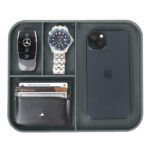 Rectangular Premium Vegan Leather Valet Tray|Stylish & Modern Office Desk Tray| Table/Bedside/Entryway Organiser For Everyday Essentials Like Keys, Phone, Watch, Wallet, Jewellery|Tan - Image 12