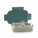 WARMEO MICROMATE Microwave-Safe Stainless Steel Lunch Box, Bpa Free, Perfect for Office, School, Travelling, Combo(800ml+150 ml),Green - Image 6