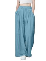 GRECIILOOKS High Waist Polycotton Trousers for Women – Flared Parachute Pants with Side Pockets | Casual Travel Cargo Pants (Available in Plus Size and Value Pack) - Image 22