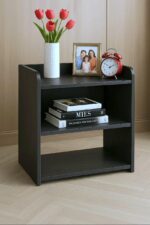FireBees Modern Wooden Bedside Table with 3 Shelves | Compact Side Table for Bedroom & Living Room | Bed Side Table Organizer, End Table & Home Furniture | Dark Brown (40.6x25.4x50.8 cm) - Image 3