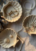 Aesthetic Handcrafted White Concrete Shell Trinket Tray | Elegant Jewelry, Makeup & Table Organizer | Multipurpose Home Decor & Candle Tray | 9.5×9.5cm - Image 7