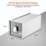 Amazon Basics Compact Desk Storage Box | 8 × 17 × 8 cm | White | Plastic | Lightweight & Space-Saving | Pack of 3 - Image 2