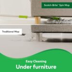 Scotch-Brite Twin Bucket Spin Mop with Easy Wring & Rinse System, 360° Adjustable Handle, High Absorbency Microfiber for Deep Cleaning on All Floor Types, 1 Extra Refill (Green) - Image 9