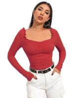 Shasmi Women's & Girl's Polyester Slim Fit Full Sleeve, Sweat Hear Neck, Frill Trim Ruched Crop Top - Image 18