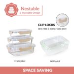 Nestasia Nestro Transparent Glass Containers with Lid Set of 3 (S-370ml, M-600ml, L-1000ml) | Rectangle Glass Food Storage Containers for Kitchen | Microwave, Dishwasher & Freezer Safe (Beige) - Image 5