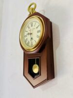 The Antique Attraction-Vintage Wooden Pendulum Wall Clock with Roman Numerals - Image 5