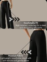 GRECIILOOKS Trousers for Woman | Womens High Rise High Waist Flared Korean Style | Formal Pant for Women Office Wear| Track Pants for Womans Elegant for College & Events (Available in Plus Size) - Image 10
