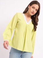 SheWill Thread Embroide Georgette Shirt Style Top with Button-Down Front, Colla Neckline, and Long Sleeves for a Chic and Elegant Everyday Look - Image 3