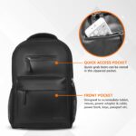 Amazon Basics Leather Laptop Backpack (15.6 Inch) | Water Resistant | Large Storage Compartments | Breathable Shoulder Straps | for Office, Travel or College (Black) - Image 4