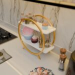 Kitchen Storage Organizer Premium 2 Tier Circular Countertop Organizer Rack ||Multishelf Storage Stand for Kitchen, Bathroom or Dressing table| Spice Shelf/Spice Rack Wooden (GOLDEN WHITE) - Image 3