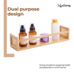 Lifelong Towel Holder for Bathroom | Durable & Stylish Bamboo Rattan Bathroom Towel Rack & Hanger | Solid & Multipurpose Stand & Organizer for Towels, Clothes, Bath Accessories (17Inch) - Image 3