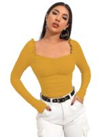 Shasmi Women's & Girl's Polyester Slim Fit Full Sleeve, Sweat Hear Neck, Frill Trim Ruched Crop Top - Image 16