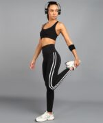 Rock Paper Scissors Premium Two White Strip Gym Tights High-Waisted, Sweat-Wicking, Athletic Fit Gym Tights for Working Out, Pilates,Yoga, Fitness & Training - Image 5