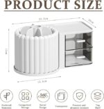 Rotating Pen Holder 360° Rotatable Multifunctional Desk Organizer Space-Saving Pen Stand for Office Home School White Compact Stationery Holder for Pens Pencils Scissors and Desk Supplies - Image 2
