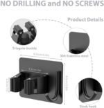 JIALTO 2 Pieces Stainless Steel Broom Holder with Hook - Wall-Mounted Adhesive Waterproof Rustproof Heavy Duty Broom and Mop Stick Holder for Home, Kitchen, - Image 4