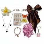 10 Pcs Trendy Hair Accessories & Fashion Jewelry Gift Set for Girls & Women | Includes Butterfly Hair Claw (1 Pair), Butterfly Necklace & Earring Set, Korean Earrings with Pearl Studs & Chunky Trendy Earrings | Random Designs as per Latest Trend | Pink Gift Box Included - Image 4