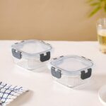 Nestasia Glass Transparent Lunch Box for Women & Men Set of 2 (300ml), Borosilicate Tiffiin Containers, Microwave and Dishwasher Safe, Airtight and Leak-Proof with Safety Lock - Image 3