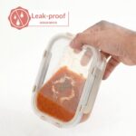 Nestasia Nestro Transparent Glass Containers with Lid Set of 3 (S-370ml, M-600ml, L-1000ml) | Rectangle Glass Food Storage Containers for Kitchen | Microwave, Dishwasher & Freezer Safe (Beige) - Image 9