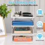Cortina 4-Tier File Organizer, Premium Polystyrene Desk Rack, Foldable Document Holder with Dividers - Space-Saving Office & Home Paper Storage, Cloth organiser (Grey) - Image 5