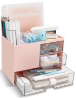 Shuttle Art Desk Organizer with 3 Drawers | 3-Tier Storage Box with 5 Compartments for Stationery, Office Supplies, Study Table & Craft Materials | Pen Pencil Holder for Home & Office (White) - Image 9