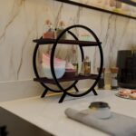 Kitchen Storage Organizer Premium 2 Tier Circular Countertop Organizer Rack ||Multishelf Storage Stand for Kitchen, Bathroom or Dressing table| Spice Shelf/Spice Rack Wooden (GOLDEN WHITE) - Image 7