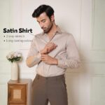 SUBTRACT Men's Slim Fit Solid Spread Collar Cotton Satin Evening Shirt | Stylish Men's Wear Shirt for Office or Party - Image 3