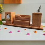 Wooden Pen Stand with Calendar Clock, Pillar Design Indian Flag Desk Organizer, Elegant Office Decor Gift for Professionals, Home Study Daily Utility Trending Desktop Accessory - Image 7