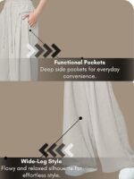 GRECIILOOKS High Waist Polycotton Trousers for Women – Flared Parachute Pants with Side Pockets | Casual Travel Cargo Pants (Available in Plus Size and Value Pack) - Image 12