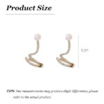 Ear Crawler Earrings for Women Gold Pearl Ear Cuff Rhinestone Pearl Stud Earrings Jewelry Gifts for Women - Image 7