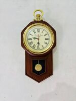 The Antique Attraction-Vintage Wooden Pendulum Wall Clock with Roman Numerals - Image 8