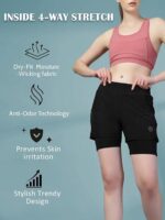 CHKOKKO Gym Shorts for Women Workout Sports Running Quick Dry Fit Double Layer Inner Compression with Pockets Breathable Lightweight Wear - Image 2