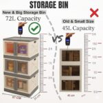 Clothes Organizer for Wardrobe Cupboard Organizer for Clothes Foldable and Stackable Closet Organizer Drawer Organizer for Clothes (2PCS-Large, White-(72L Storage Bin)) - Image 8