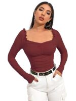 Shasmi Women's & Girl's Polyester Slim Fit Full Sleeve, Sweat Hear Neck, Frill Trim Ruched Crop Top - Image 6