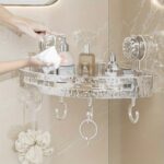 SHALVI Corner Shelf for Bathroom Wall | Bathroom Corner Shelf | Bathroom Organiser Without Drill | Transparent Plastic Wall Mounted Self Adhesive & Suction Storage Shelf (Pack of 2) - Image 7