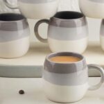 The Earth Store Tritone Grey Ovule Shape Cup Set of 6 for Tea, Microwave and Dishwasher Safe, Perfect for Every Occasion Capacity - 190 ml Each - Image 3