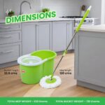 Scotch-Brite Twin Bucket Spin Mop with Easy Wring & Rinse System, 360° Adjustable Handle, High Absorbency Microfiber for Deep Cleaning on All Floor Types, 1 Extra Refill (Green) - Image 5
