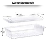 Fridge Storage Boxes - Set Of 6 With Drain Tray, Stackable Plastic Container | 1.5l Capacity, Transparent Grey, Ideal As Fridge Storage Containers, kitchen food storage container for home - Image 9