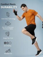 CHKOKKO Men Polyester Solid Quick Dry Half Sleeve Regular Fit Round Crew Neck Active Sportswear Gym T-Shirt for Workout Training Running and Fitness Activities - Image 2