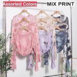 ICW Women French Retro Knitted Long Sleeves Round Neck Mesh Tie-Dye Printed Crop Top T-Shirt 301 - Image 3