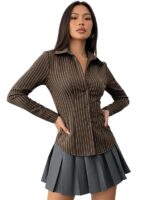 Solid Front Button Long Sleeve Casual Shirt for Women' & Girl's - Image 13