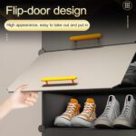 Stylish Multi-Layer Shoe Rack with Dustproof Doors and Side Hooks | 6 Door-12 Shelf Space-Saving Shoe Organizer Cabinet for Home & Office | Modular Shoe Rack, DIY (Grey&Orenge, 6-DOOR) - Image 8
