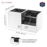 CLADD INTERNATIONAL Vegan Leather Compact Office Desk Organizer Multifunctional Storage with 3 Compartment | Stationery Supplies | Business Card | Remote | Makeup Accessories | Mobile | White - Image 2