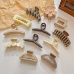 Large Hair Claw Clips Set, Matte Finish, Flower Design, Neutral Colors, 5 Pieces - Image 4