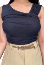 Women’s One Shoulder Ruched Crop Top | Trendy Sleeveless Stretchy Blouse - Image 8